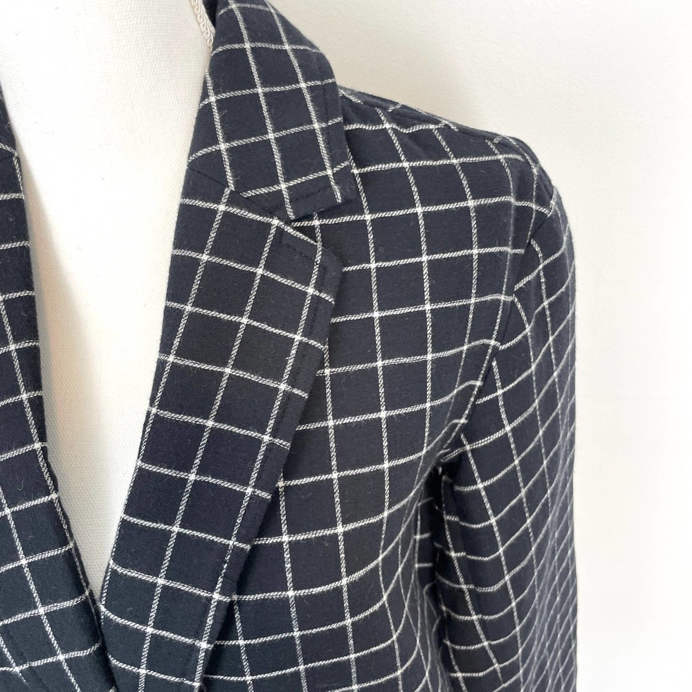 Madewell Waffleback Shaw Blazer In Windowpane Black White Size XXS New - Picture 5 of 16